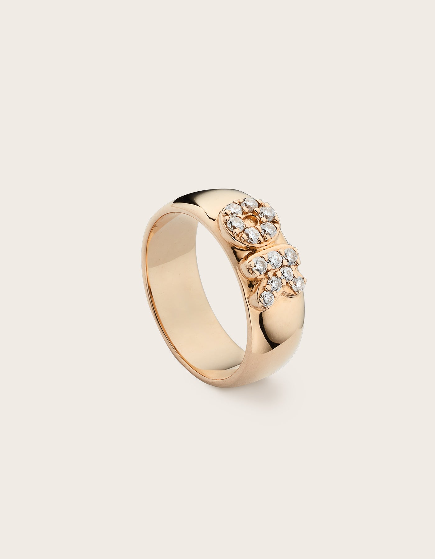 Side view of 14K yellow gold Olivia OK Ring with lab-grown diamonds