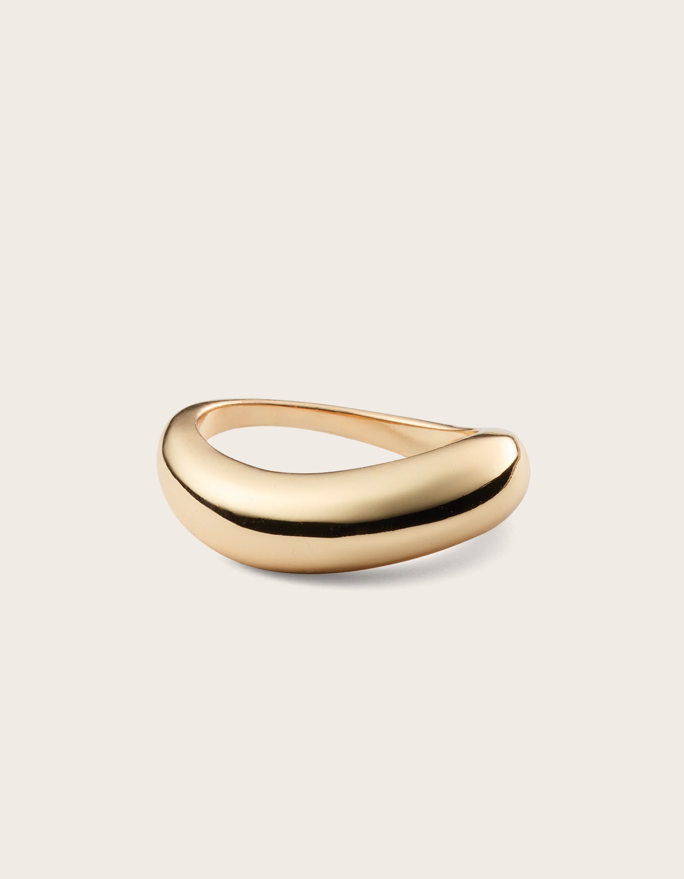 Front view of 14K yellow gold Daria Wavy Dome Ring