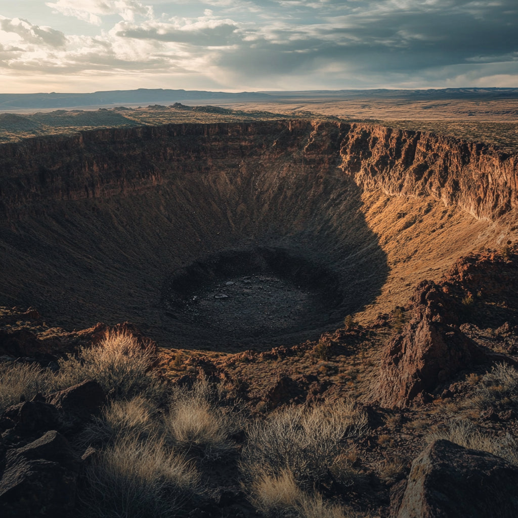 A meteorite crater in Arizona, USA. Created using AI.