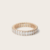 Front view of 14K yellow gold Elena Eternity Ring with lab-grown emerald cut diamonds