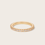 Front view of 14K yellow gold Eliana 2mm Eternity Ring with round 0,02 carat lab-grown diamonds