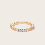 Front view of 14K yellow gold Eliana 2mm Eternity Ring with round 0,02 carat lab-grown diamonds