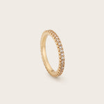 Side view of 14K yellow gold Eliana 2mm Eternity Ring with round 0,02 carat lab-grown diamonds