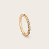 Side view of 14K yellow gold Eliana 2mm Eternity Ring with round 0,02 carat lab-grown diamonds