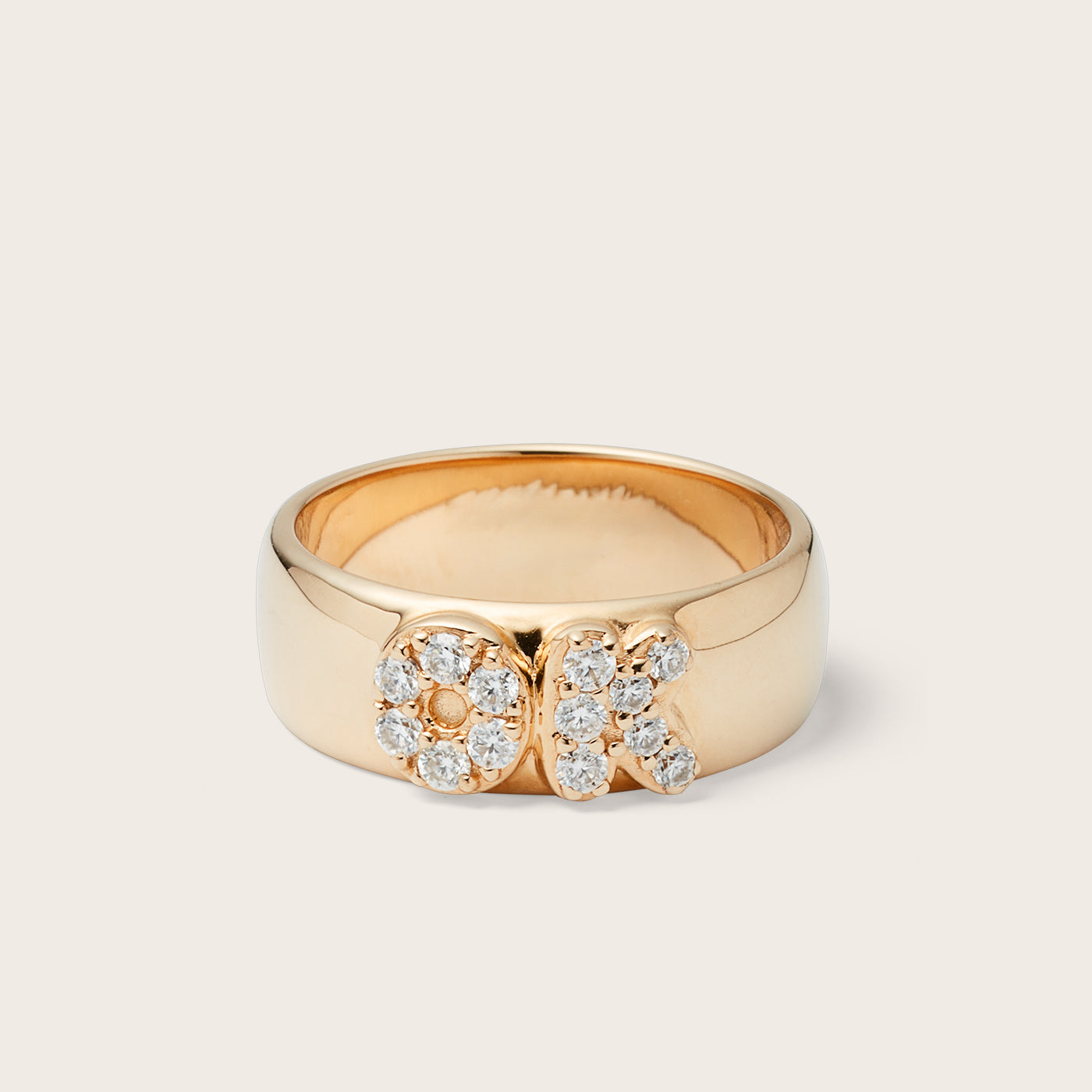 Front view of 14K yellow gold Olivia OK Ring with lab-grown diamonds