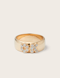 Front view of 14K yellow gold Olivia OK Ring with lab-grown diamonds