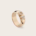 Side view of 14K yellow gold Olivia OK Ring with lab-grown diamonds