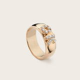 Side view of 14K yellow gold Olivia OK Ring with lab-grown diamonds
