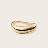 Front view of 14K yellow gold Daria Wavy Dome Ring