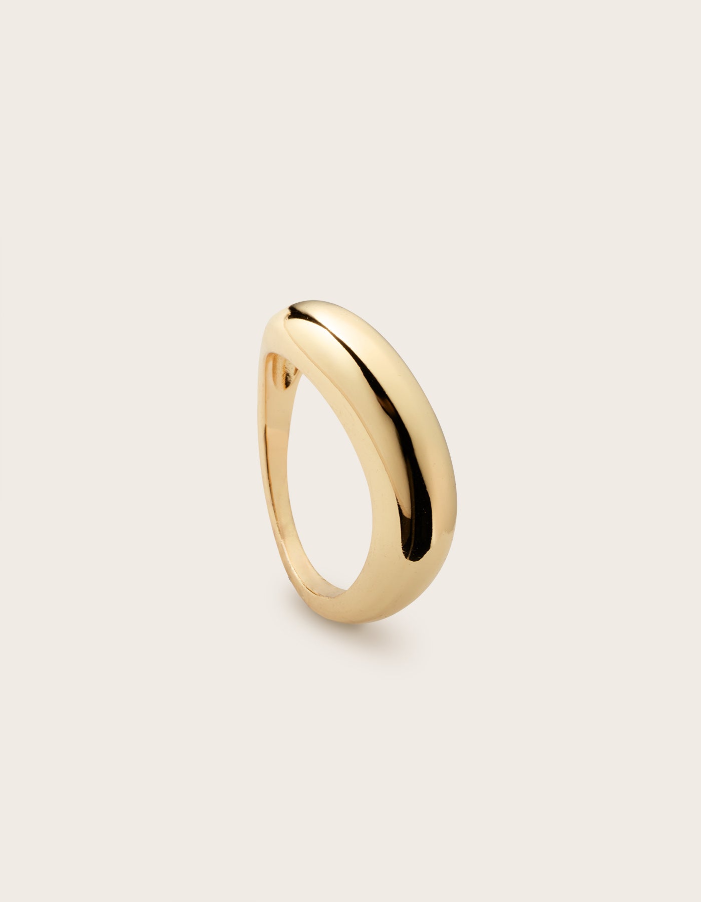 Side view of 14K yellow gold Daria Wavy Dome Ring